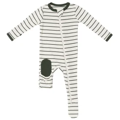 Kyte Baby Ribbed Zipper Footie in Fir Stripe Online