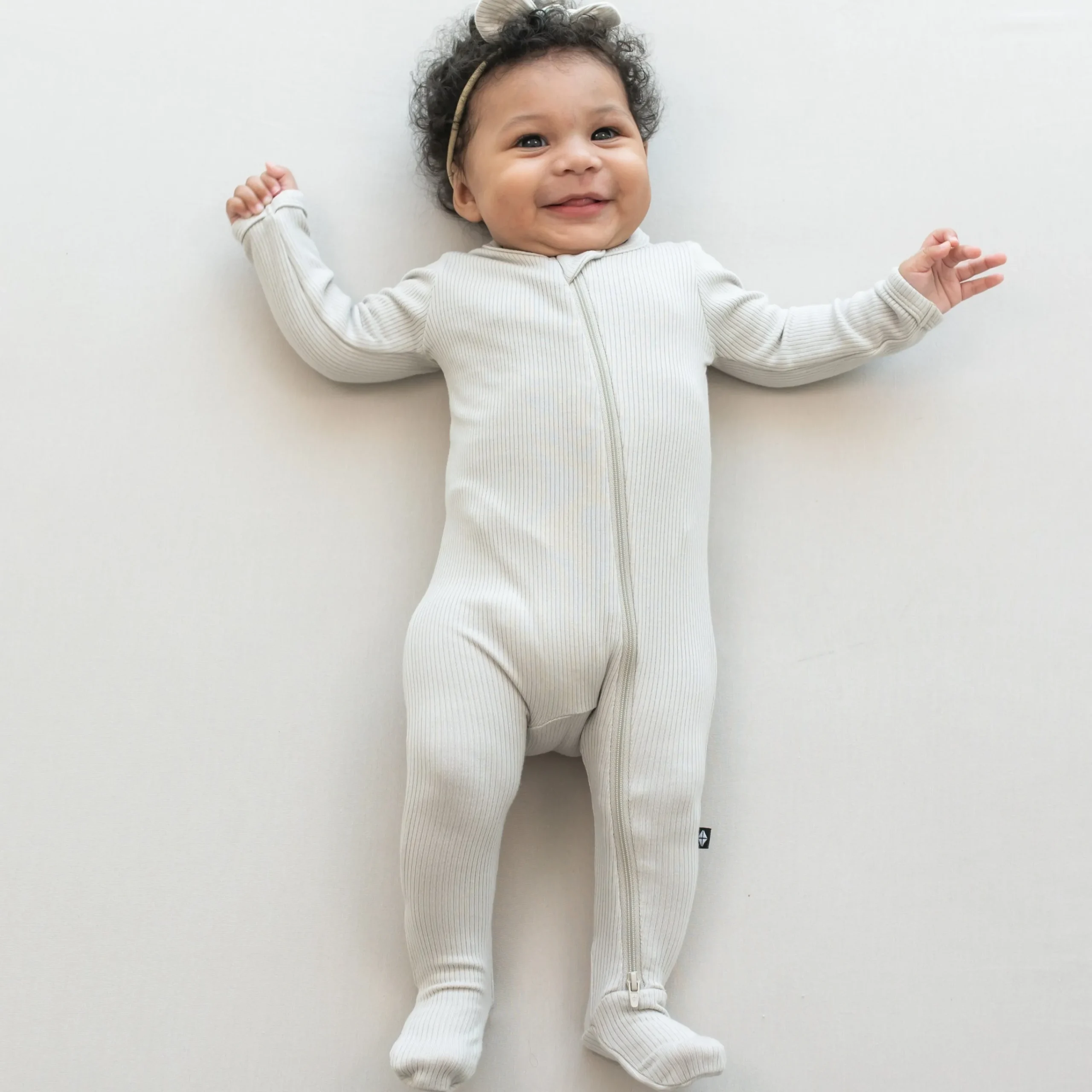 Kyte Baby Ribbed Zipper Footie in Oat Sale