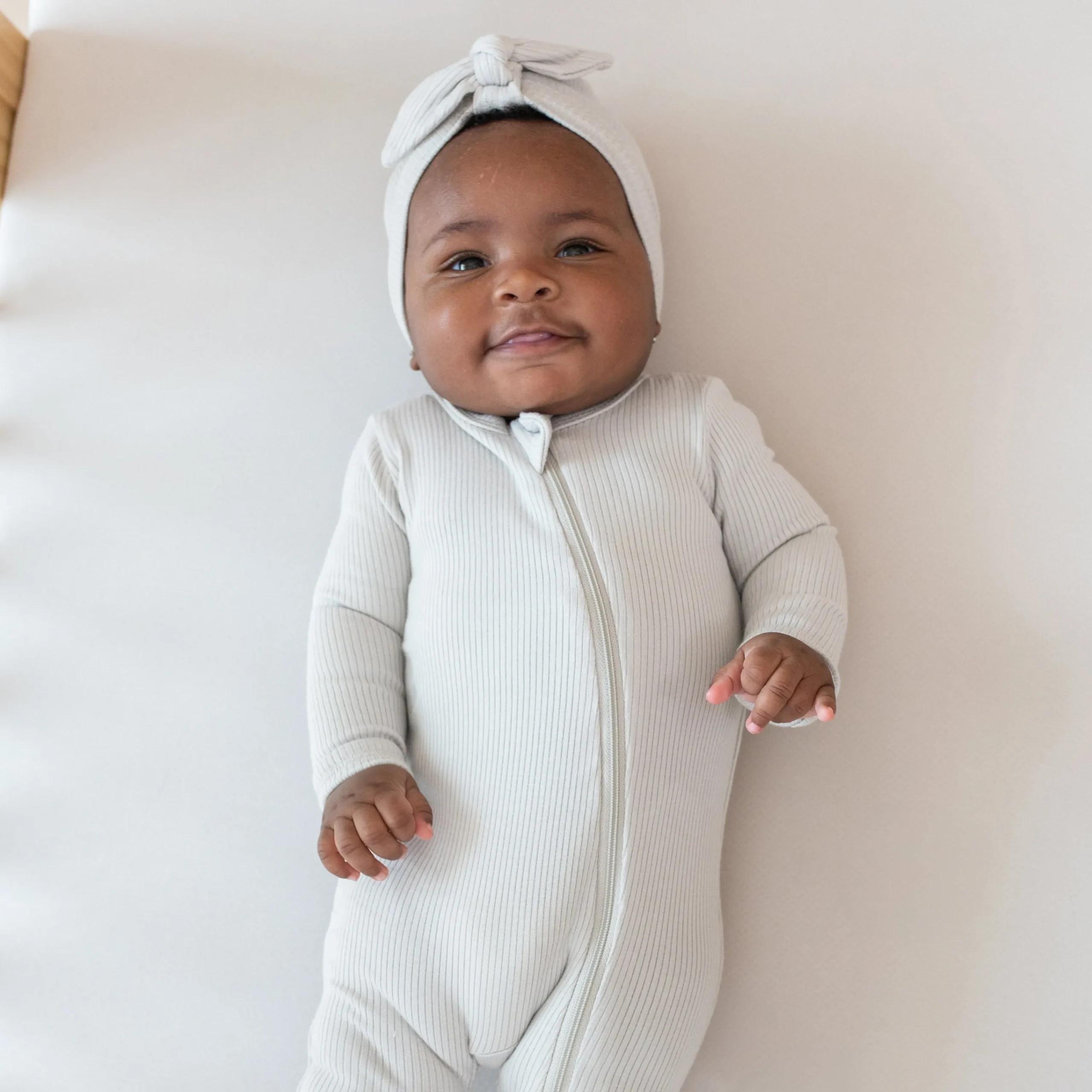 Kyte Baby Ribbed Zipper Footie in Oat Sale
