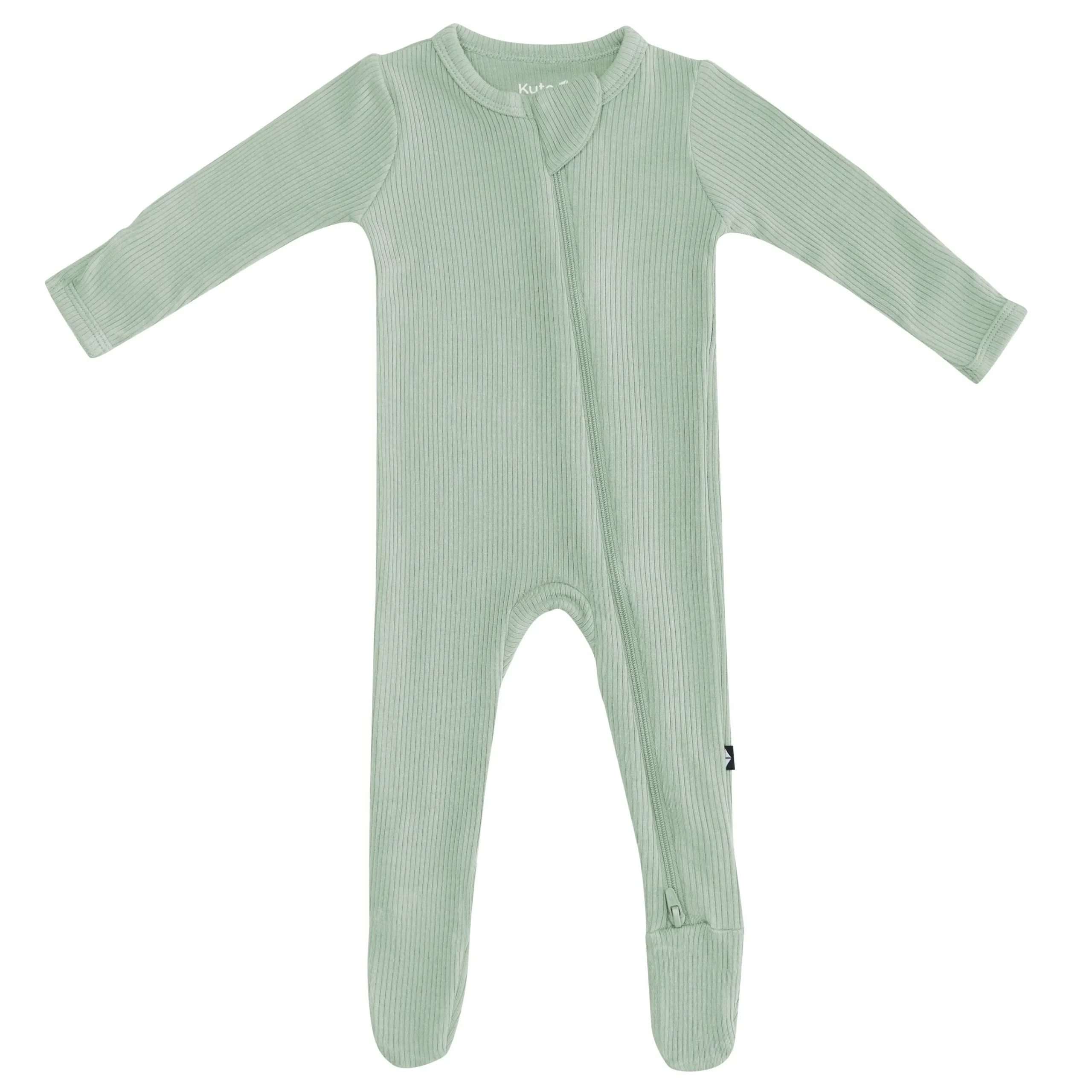 Kyte Baby Ribbed Zipper Footie in Thyme Outlet