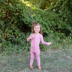 Kyte Baby Ribbed Zipper Romper in Apple Blossom Best