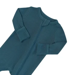 Kyte Baby Ribbed Zipper Romper in Atlantic Online