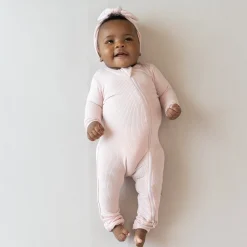 Kyte Baby Ribbed Zipper Romper in Blush New