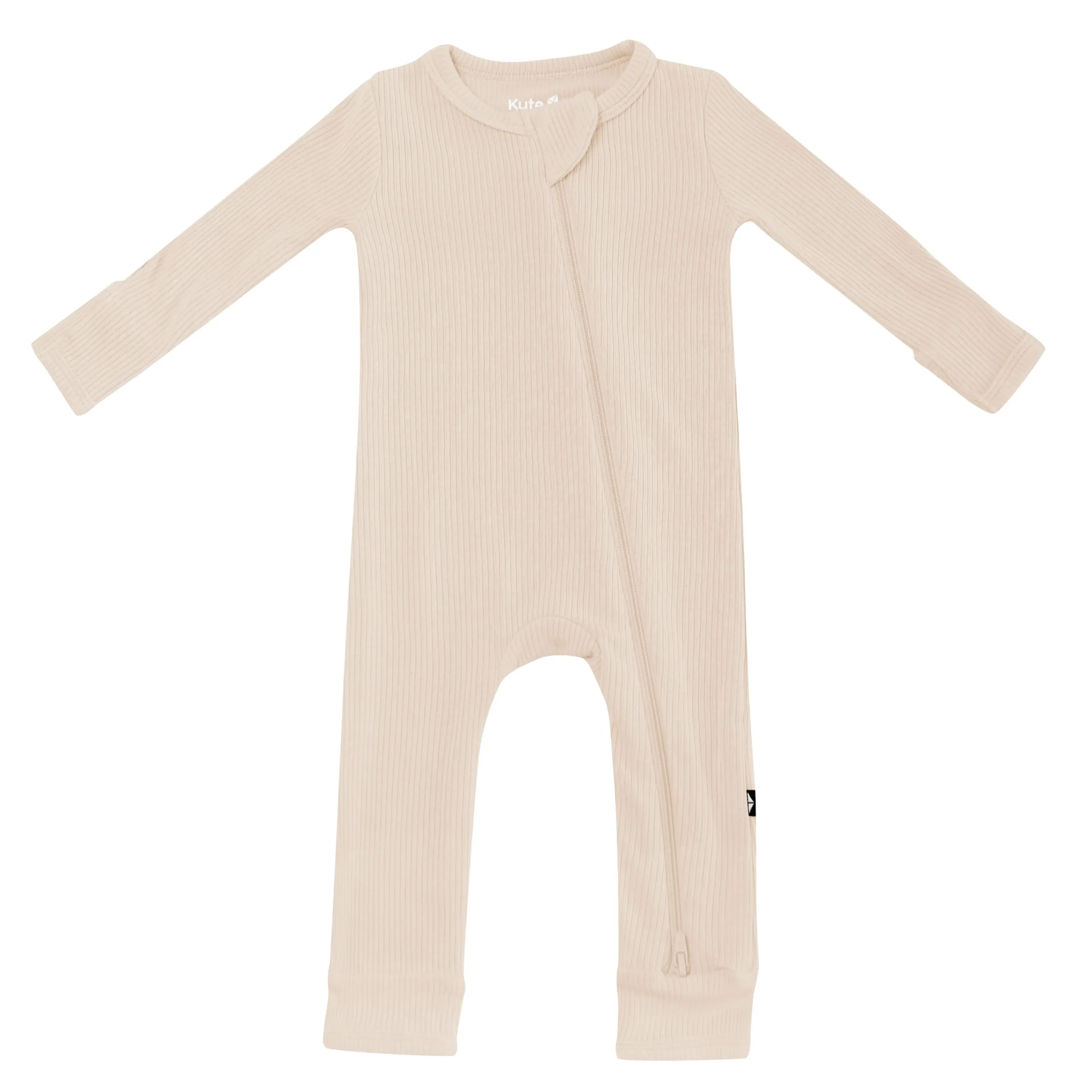 Kyte Baby Ribbed Zipper Romper in Bisque New
