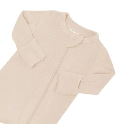 Kyte Baby Ribbed Zipper Romper in Bisque New