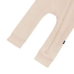 Kyte Baby Ribbed Zipper Romper in Bisque New