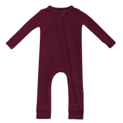 Kyte Baby Ribbed Zipper Romper in Burgundy Sale