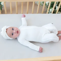 Kyte Baby Ribbed Zipper Romper in Cloud Outlet