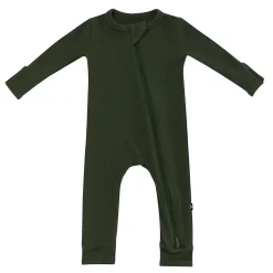 Kyte Baby Ribbed Zipper Romper in Fir Sale