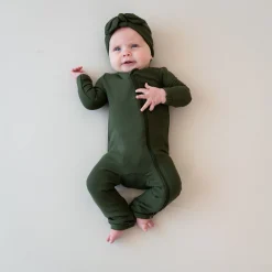 Kyte Baby Ribbed Zipper Romper in Fir Sale