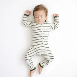 Kyte Baby Ribbed Zipper Romper in Fir Stripe Hot