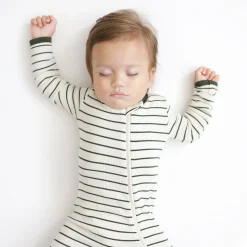 Kyte Baby Ribbed Zipper Romper in Fir Stripe Hot