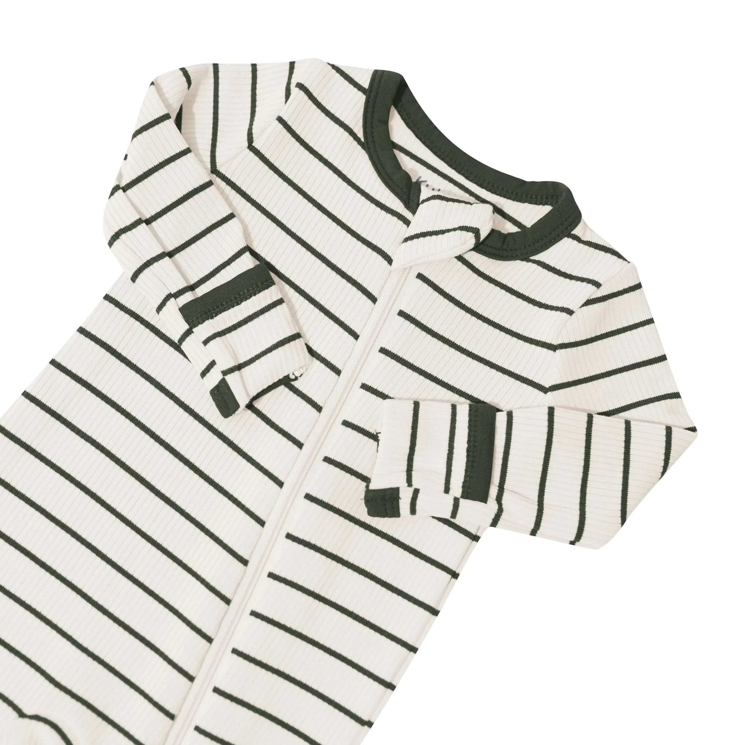 Kyte Baby Ribbed Zipper Romper in Fir Stripe Hot