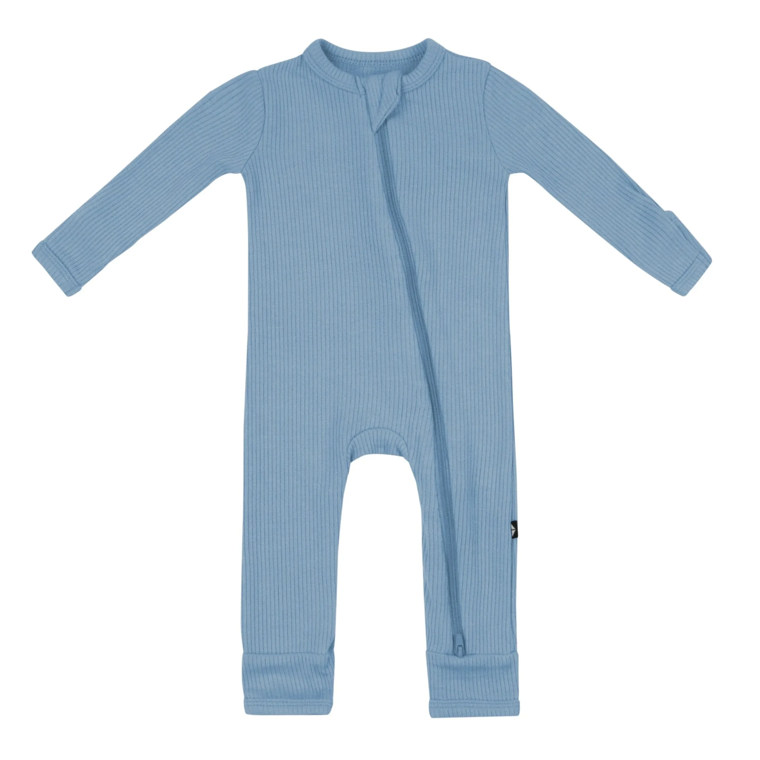 Kyte Baby Ribbed Zipper Romper in Slate Outlet