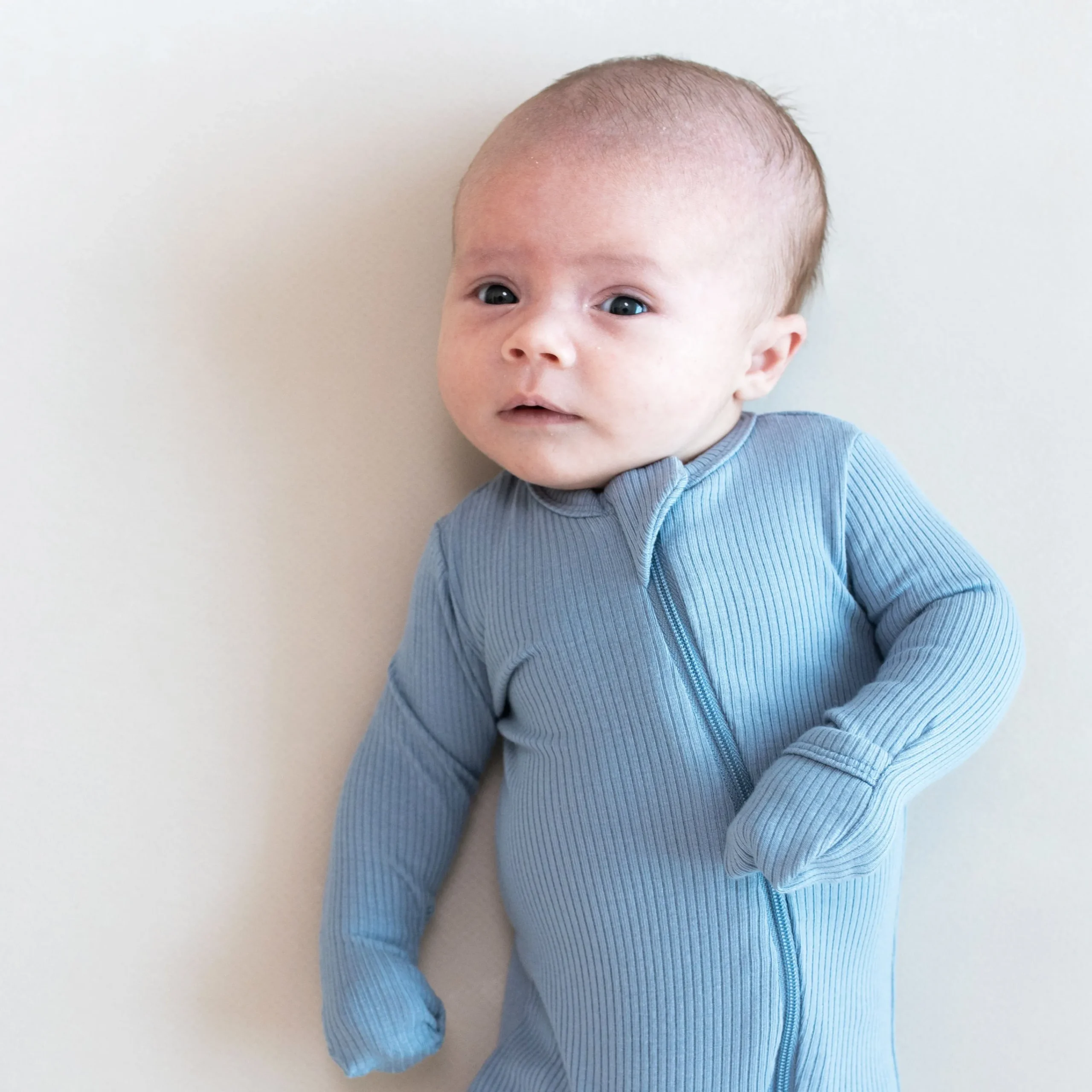 Kyte Baby Ribbed Zipper Romper in Slate Outlet