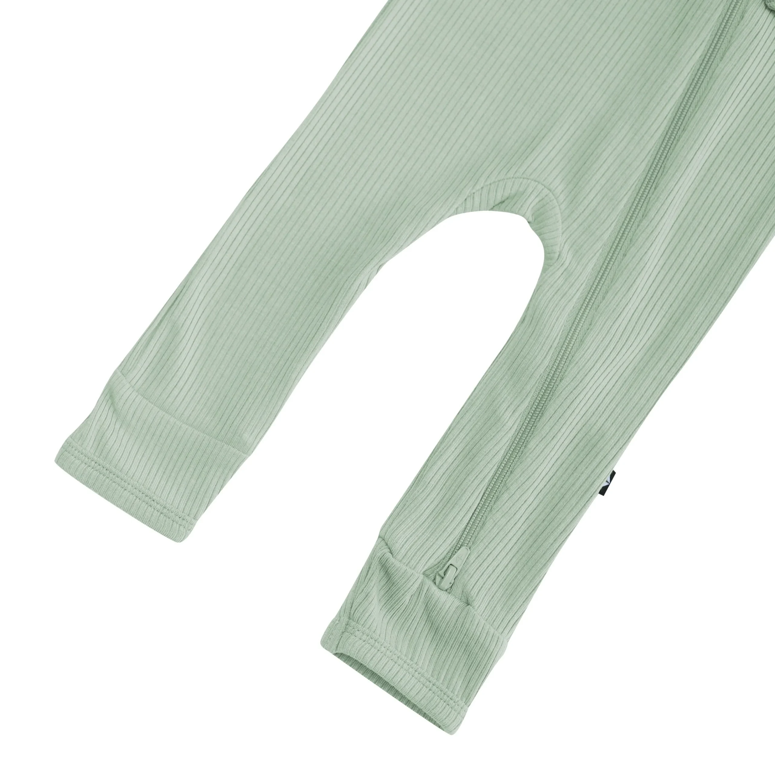 Kyte Baby Ribbed Zipper Romper in Thyme Sale
