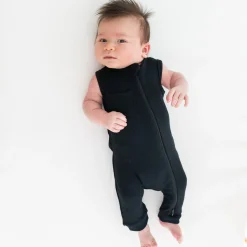 Kyte Baby Ribbed Zippered Sleeveless Romper in Midnight