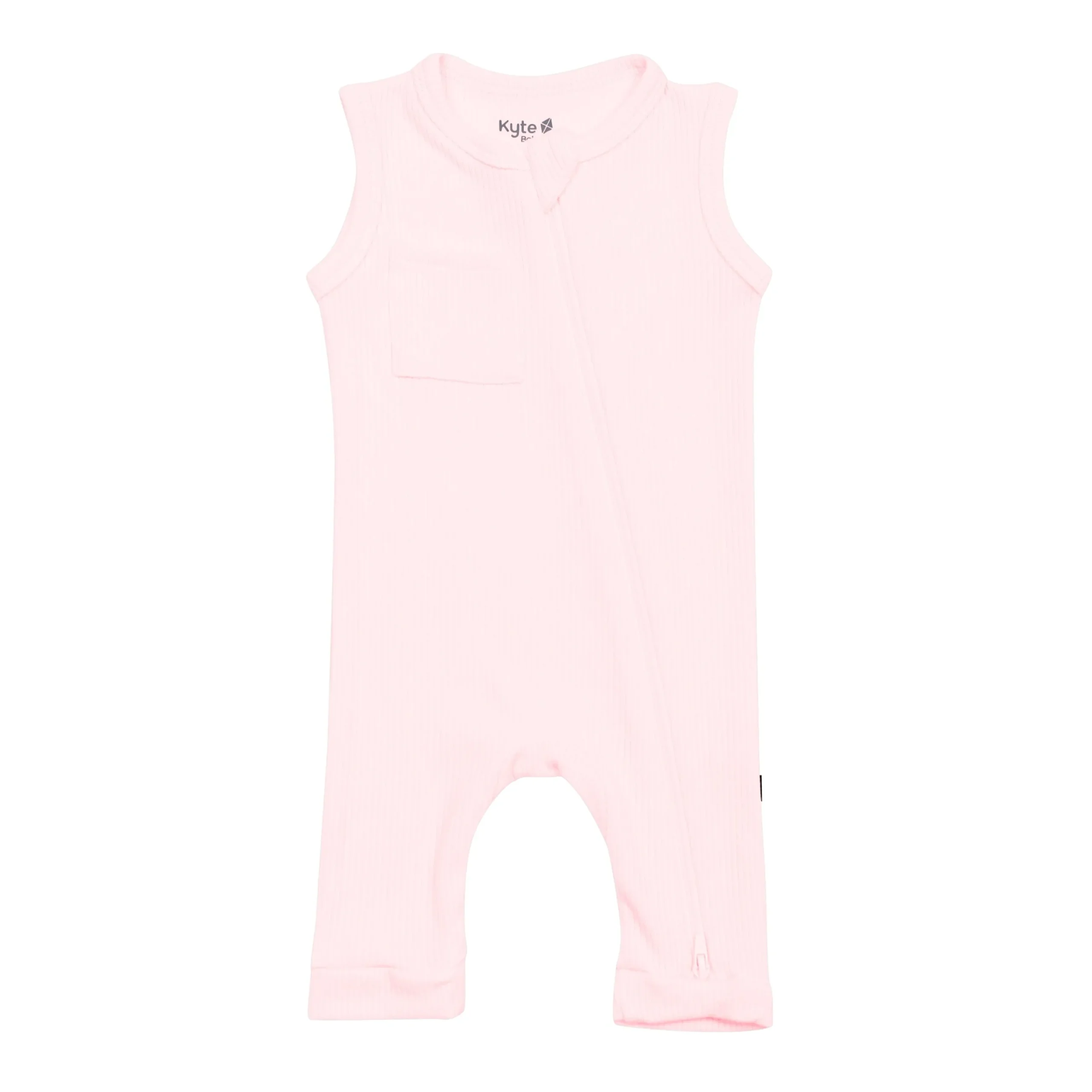 Kyte Baby Ribbed Zippered Sleeveless Romper in Sakura Discount