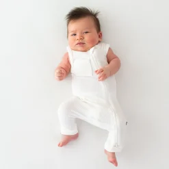 Kyte Baby Ribbed Zippered Sleeveless Romper in Cloud Best