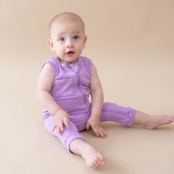 Kyte Baby Ribbed Zippered Sleeveless Romper in Poi New