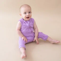 Kyte Baby Ribbed Zippered Sleeveless Romper in Poi New
