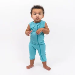 Kyte Baby Ribbed Zippered Sleeveless Romper in Makai Clearance