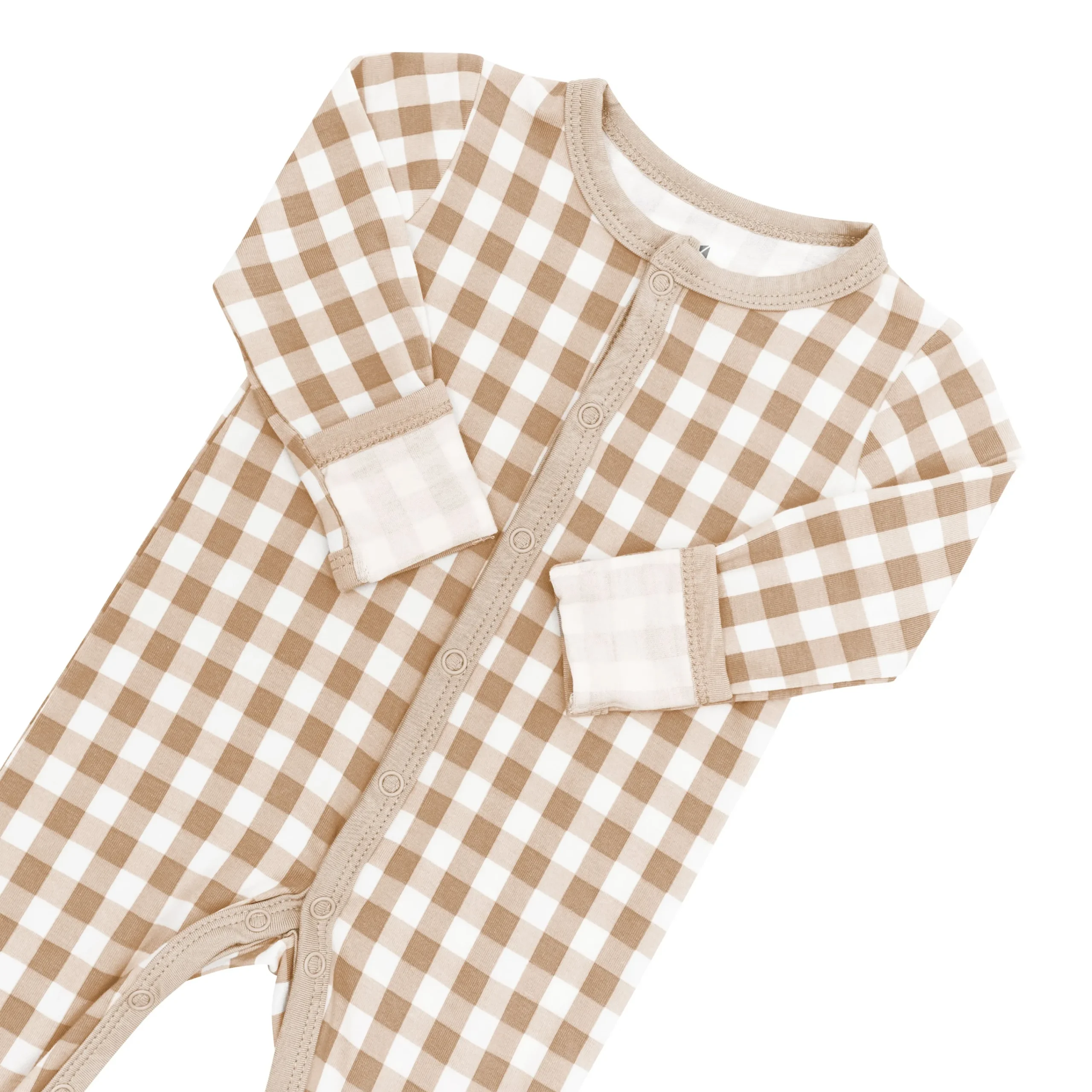 Kyte Baby Romper in Gingham Bisque Clearance