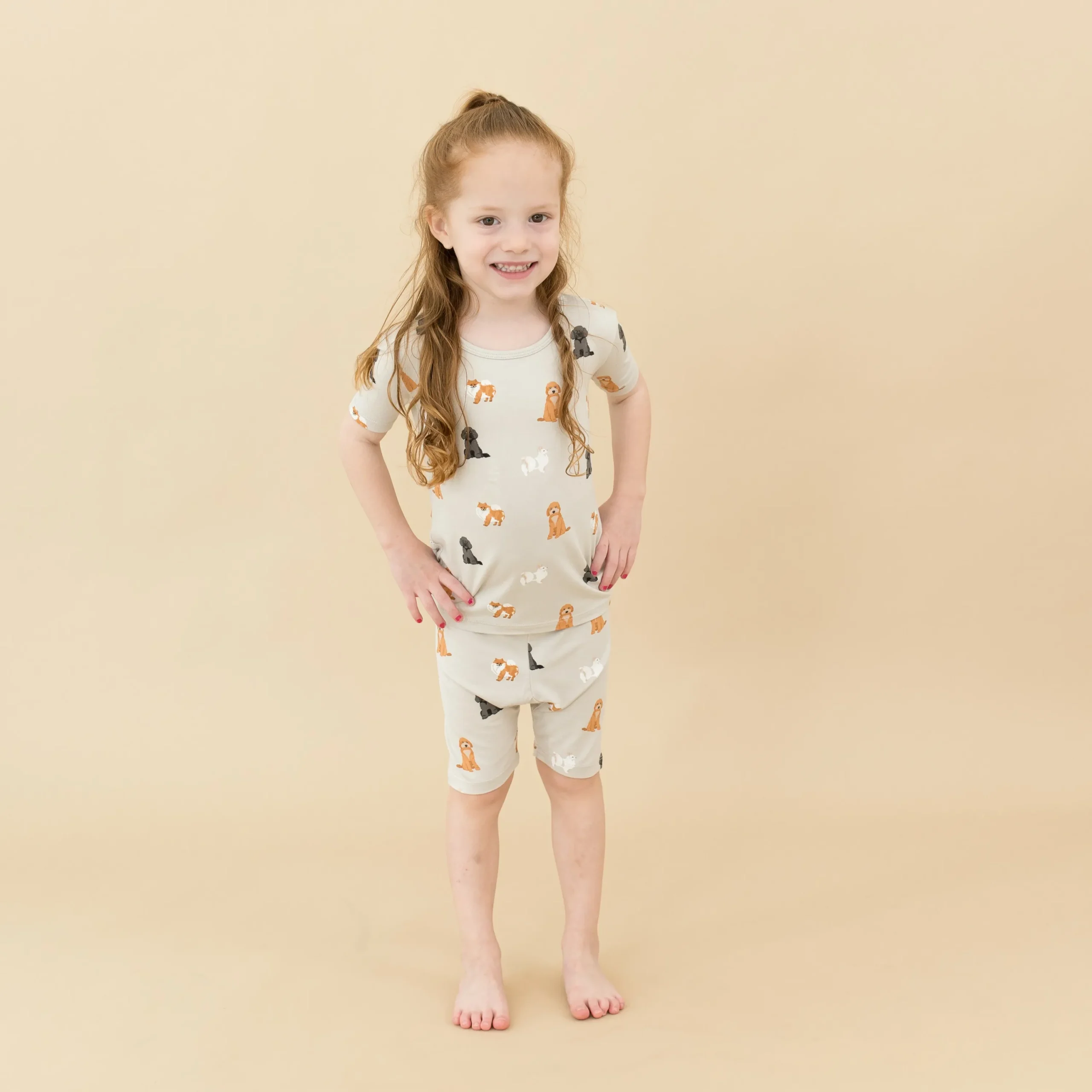 Kyte Baby Short Sleeve Pajamas in Fluffy Dog Hot
