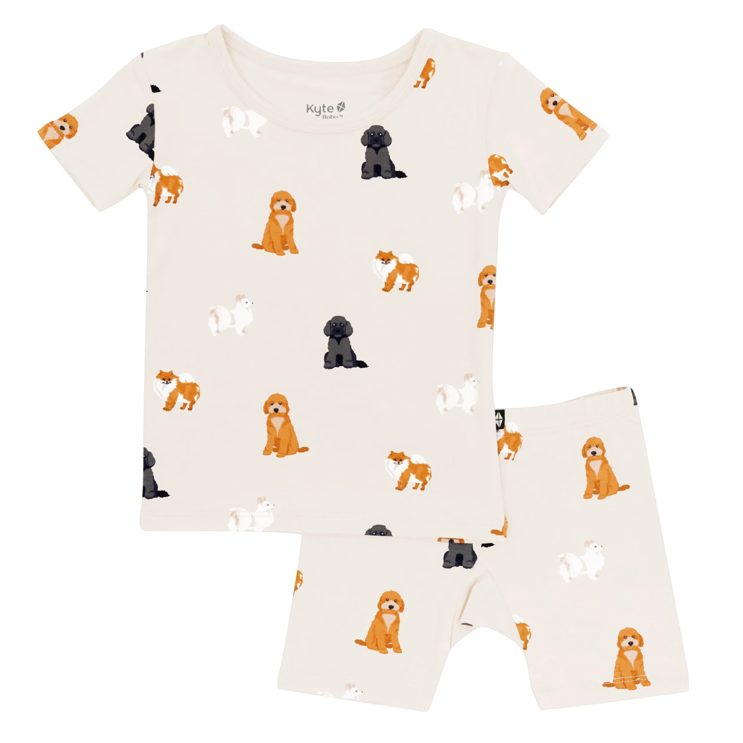 Kyte Baby Short Sleeve Pajamas in Fluffy Dog Hot