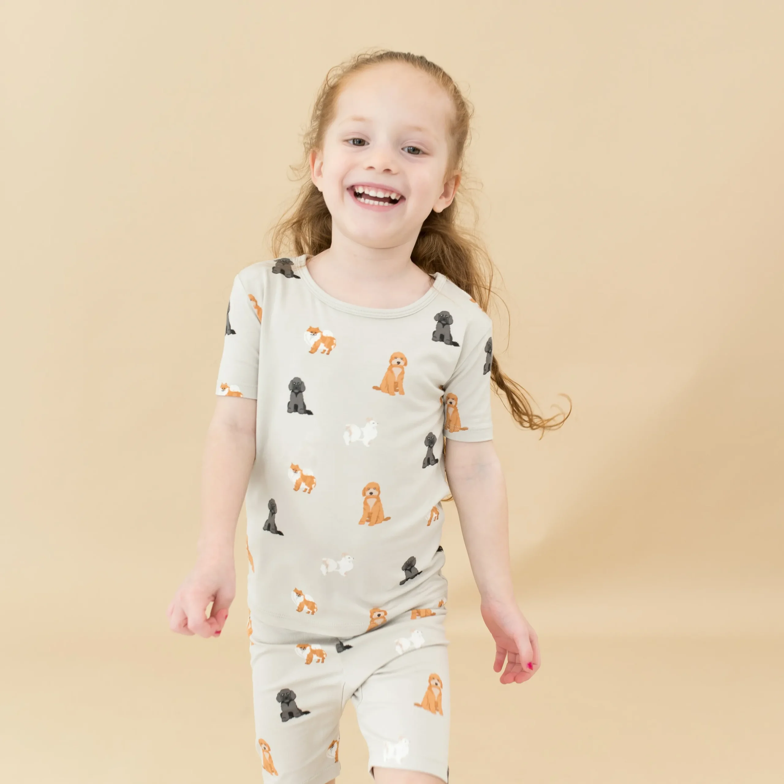 Kyte Baby Short Sleeve Pajamas in Fluffy Dog Hot