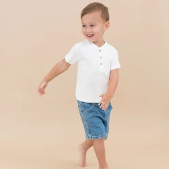 Kyte Baby Short Sleeve Toddler Henley Tee in Cloud Outlet