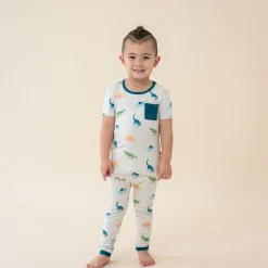 Kyte Baby Short Sleeve with Pants Pajamas in Ecru Roar
