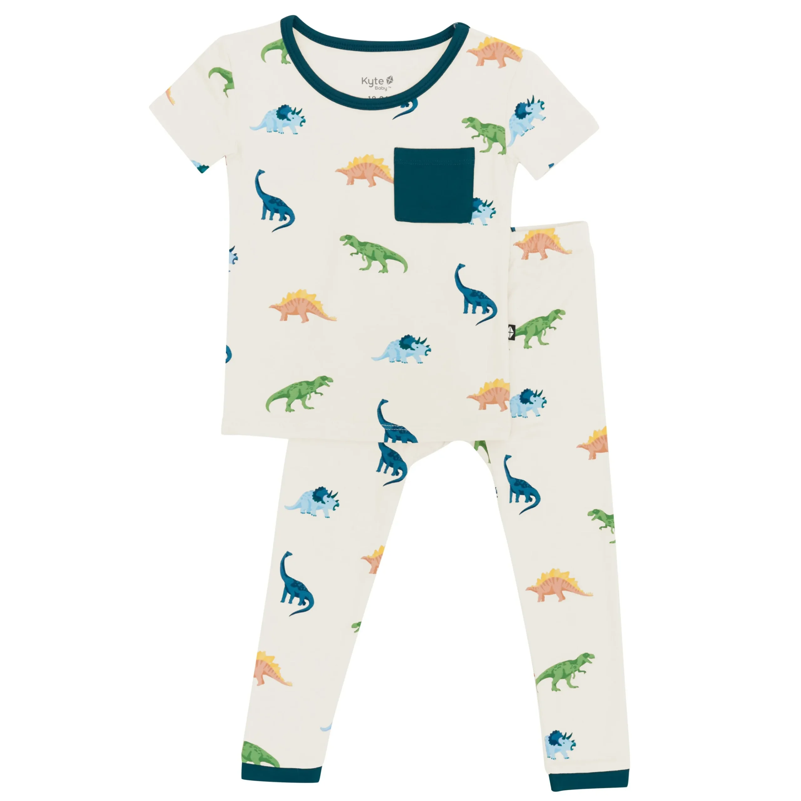Kyte Baby Short Sleeve with Pants Pajamas in Ecru Roar