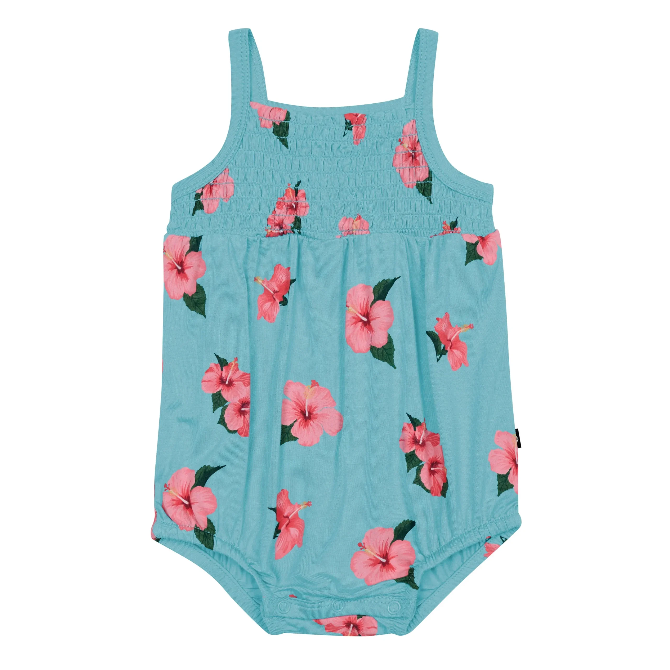 Kyte Baby Smocked Bubble Romper in Hibiscus New