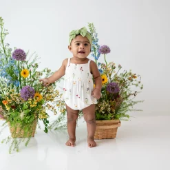 Kyte Baby Smocked Bubble Romper in Wildflower Discount
