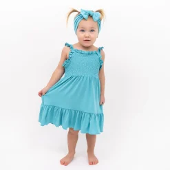 Kyte Baby Smocked Dress in Makai
