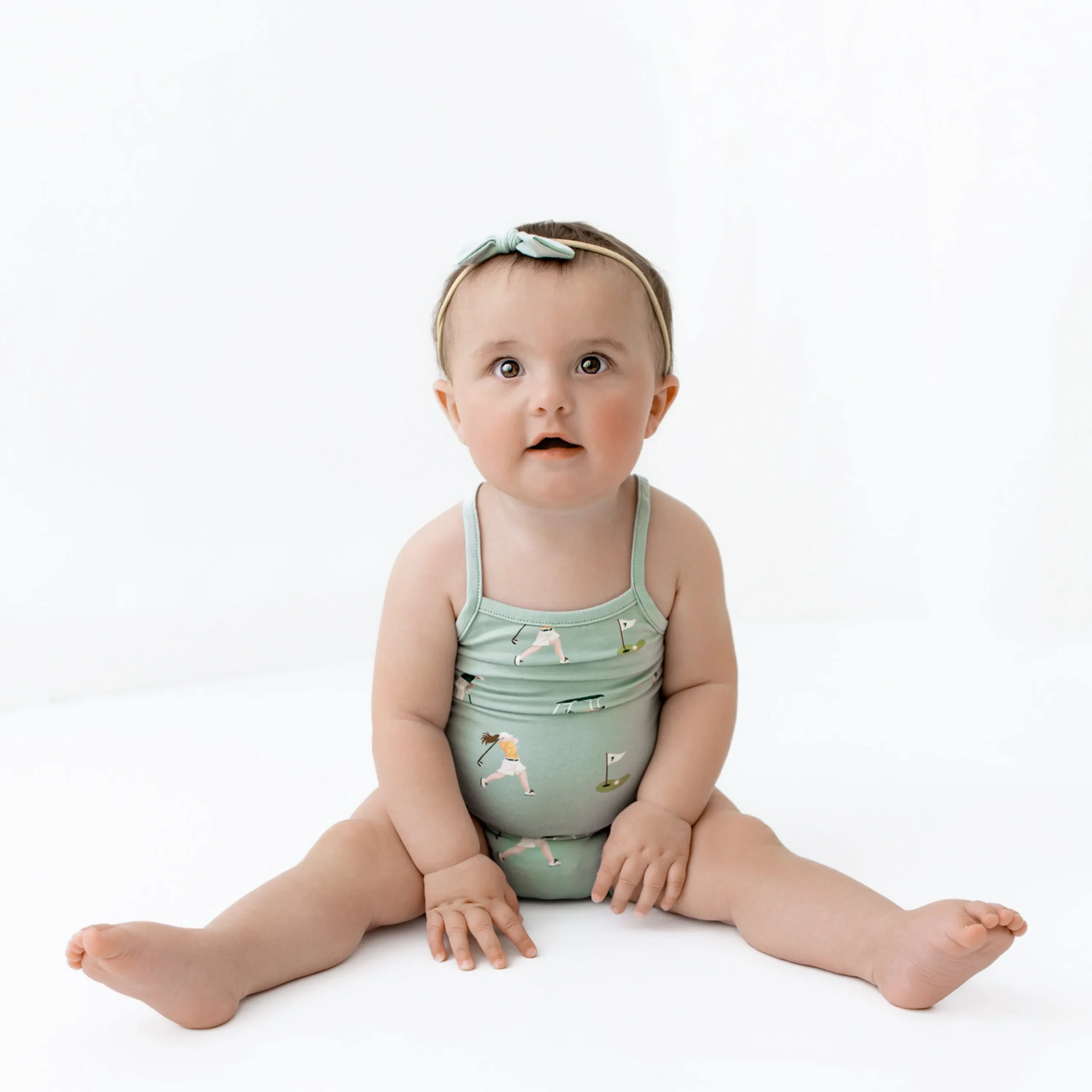 Kyte Baby Spaghetti Strap Leotard in Golf