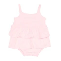 Kyte Baby Spaghetti Strap Ruffle Romper in Sakura