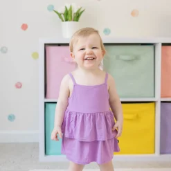 Kyte Baby Spaghetti Strap Ruffle Romper in Poi Online
