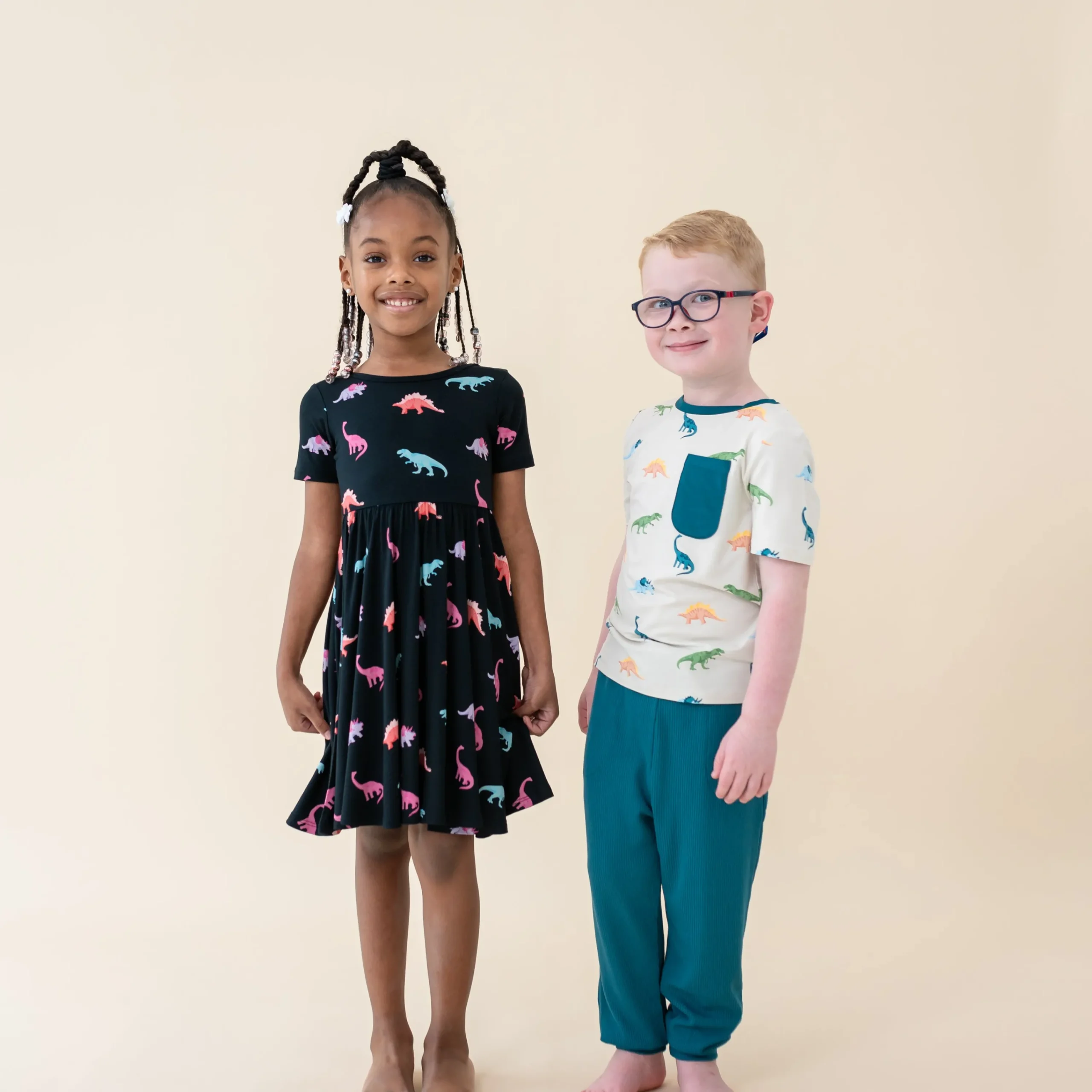 Kyte Baby Toddler Crew Neck Tee in Ecru Roar New