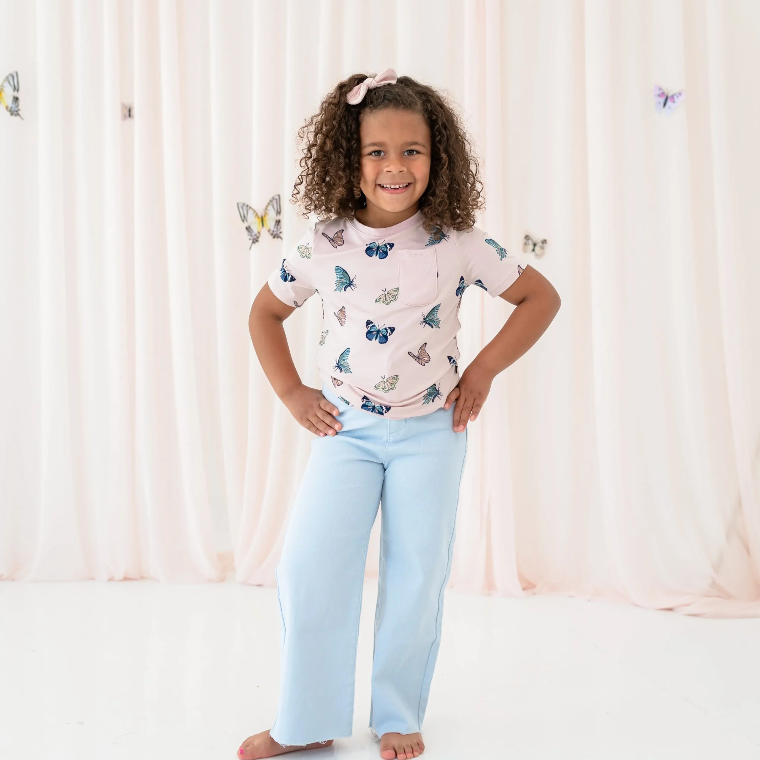 Kyte Baby Toddler Crew Neck Tee in Blush Butterfly Online