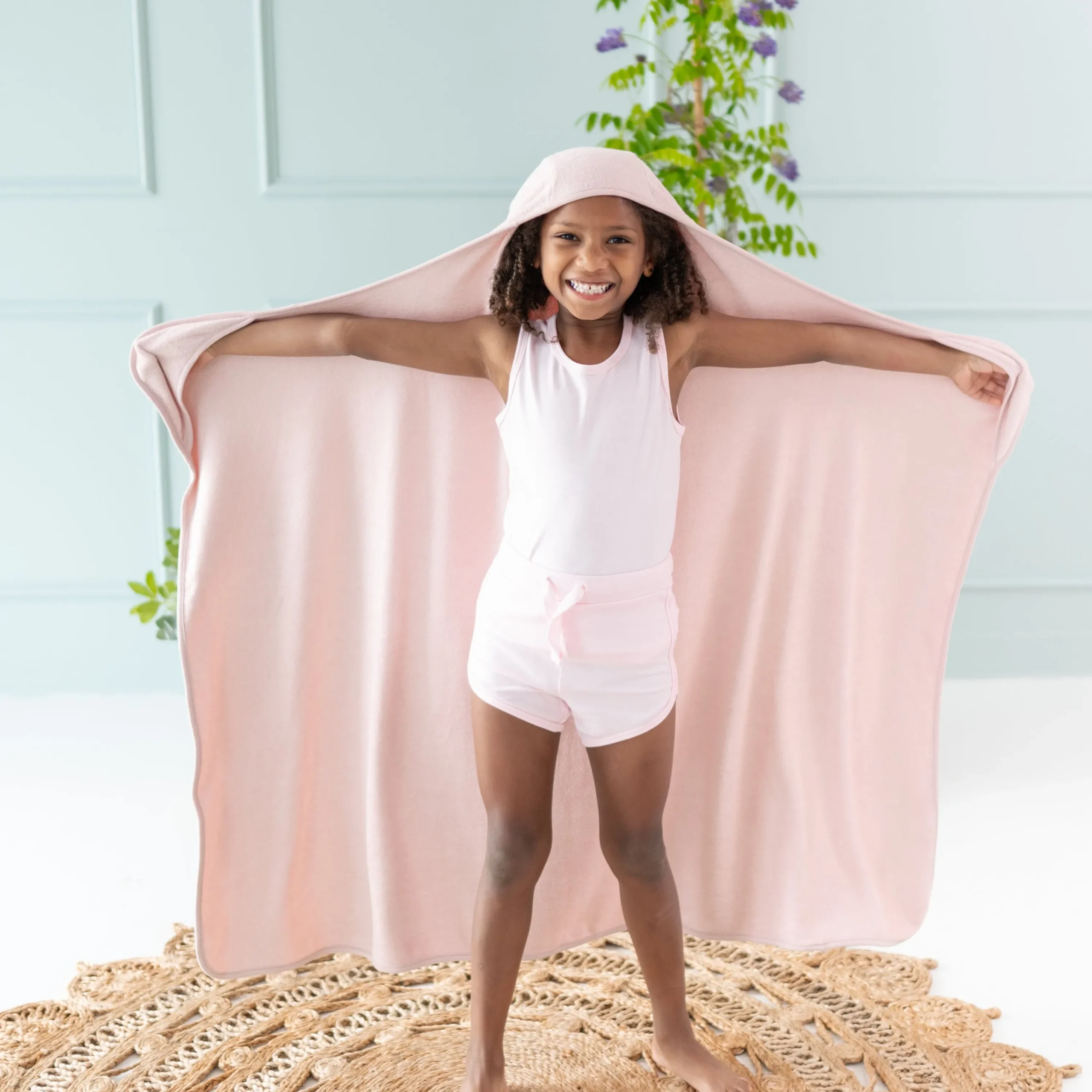 Kyte Baby Toddler Hooded Bath Towel in Blush Hot