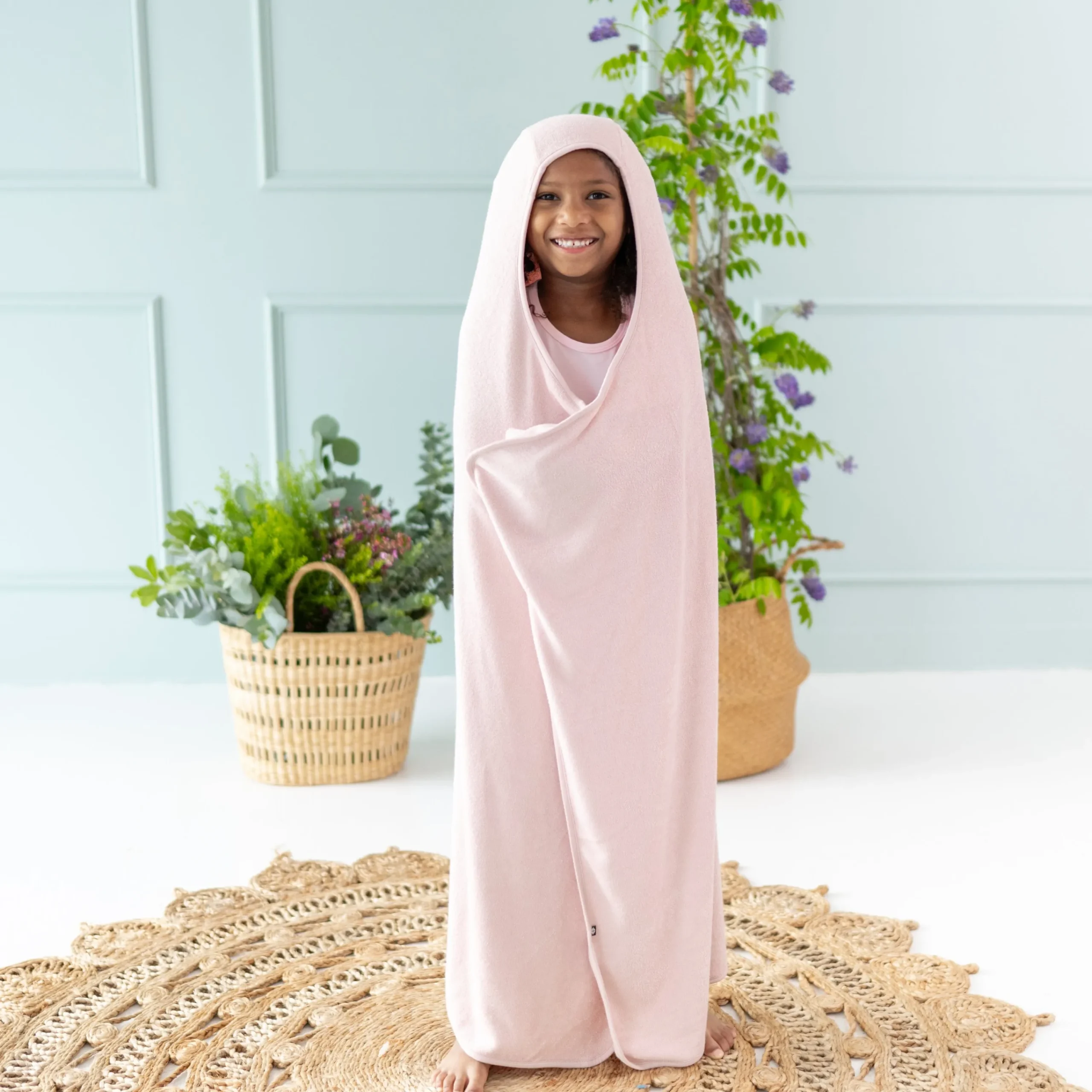 Kyte Baby Toddler Hooded Bath Towel in Blush Hot