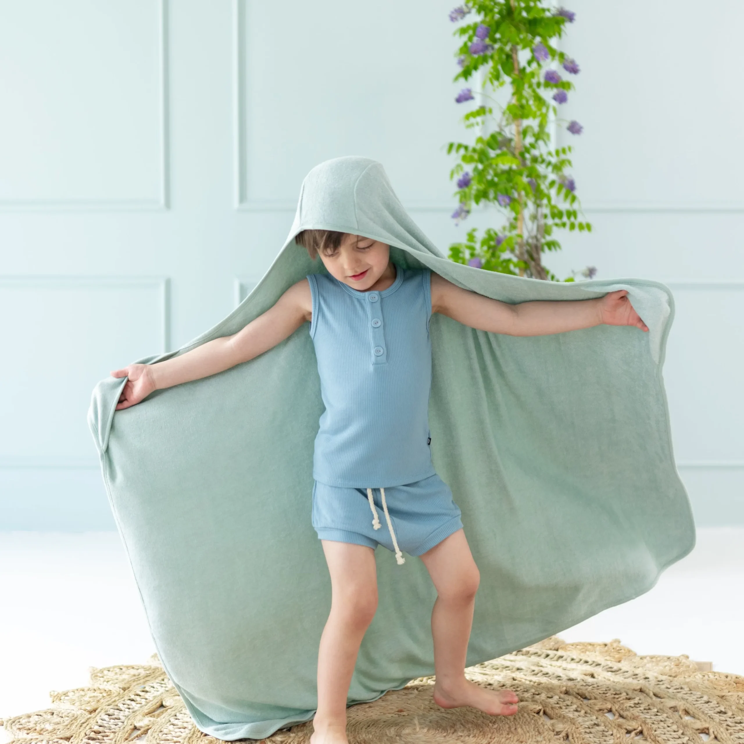 Kyte Baby Toddler Hooded Bath Towel in Sage Hot