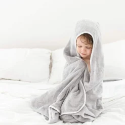 Kyte Baby Toddler Hooded Bath Towel in Storm with Cloud Trim Sale