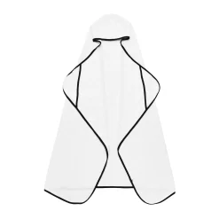 Kyte Baby Toddler Hooded Bath Towel in Cloud with Midnight Trim Clearance