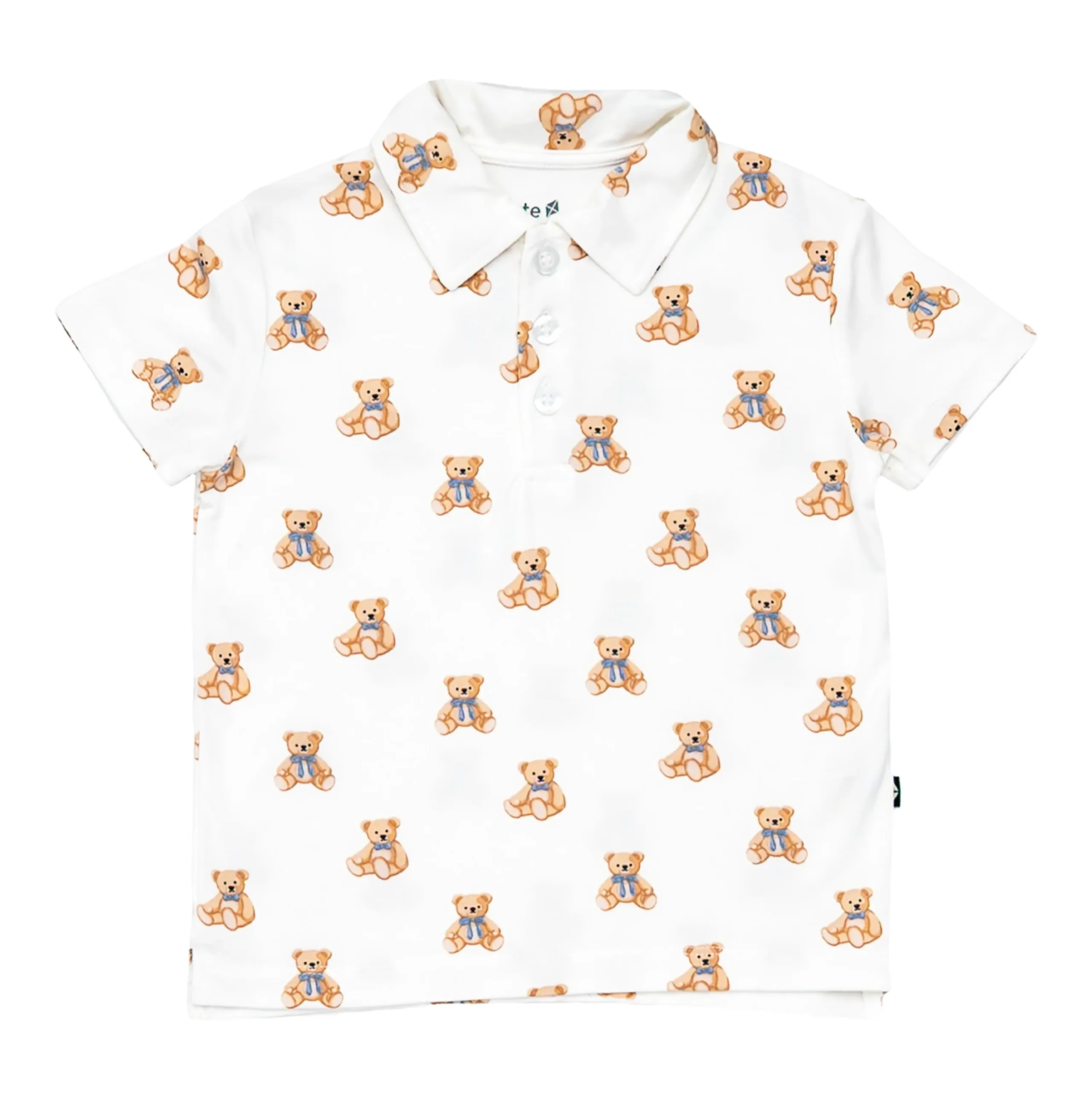 Kyte Baby Toddler Short Sleeve Polo in Teddy Bear Hot