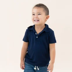 Kyte Baby Toddler Short Sleeve Polo in Navy New