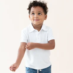 Kyte Baby Toddler Short Sleeve Polo in Snow Outlet