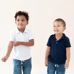 Kyte Baby Toddler Short Sleeve Polo in Snow Outlet